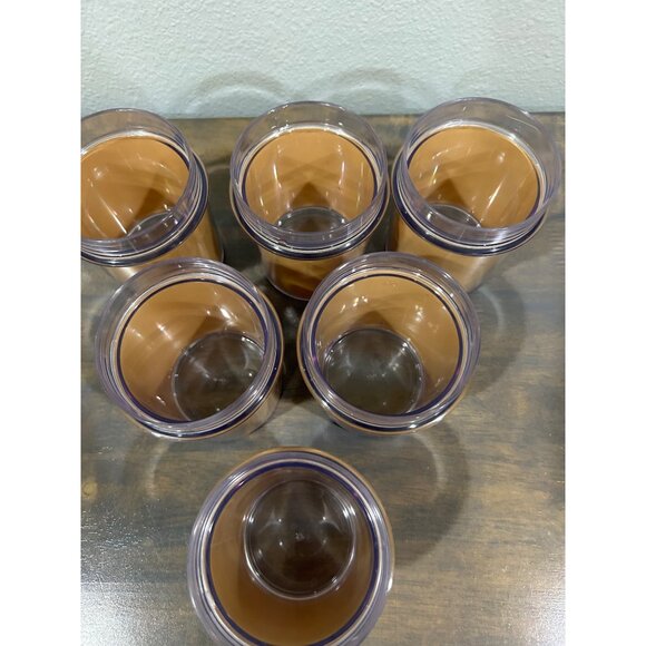 Vintage Set of 6 Thermo-Serv Double Insulated Yellow/Gold Cups Tumblers Made in - Picture 3 of 6